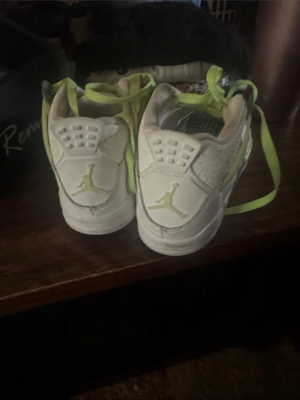 Jordan Kids White and Neon Green Lace-Up Sneakers